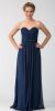 Strapless Pleated Bust Bow Waist Long Bridesmaid Dress in Navy